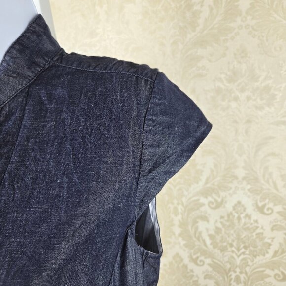 Trina Turk Size Small Blue Romper Cap Sleeve Button Front Zip Fly V-neck - Picture 3 of 14